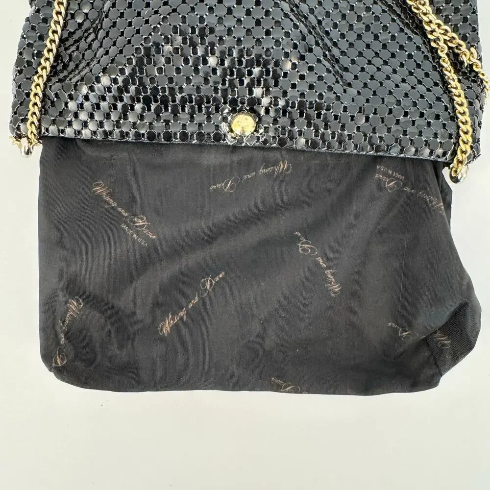 Whiting and David Metal Mesh Black Shoulder Bag Clutch Convertible Strap